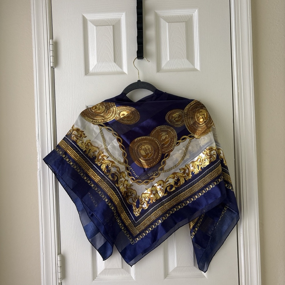 Elegant Blue and Gold Scarf